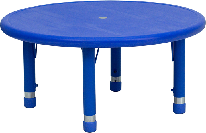 YU-YCX-007-2-ROUND-TBL-BLUE-GG 33 in. Round Height Adjustable Blue Plastic Activity Table