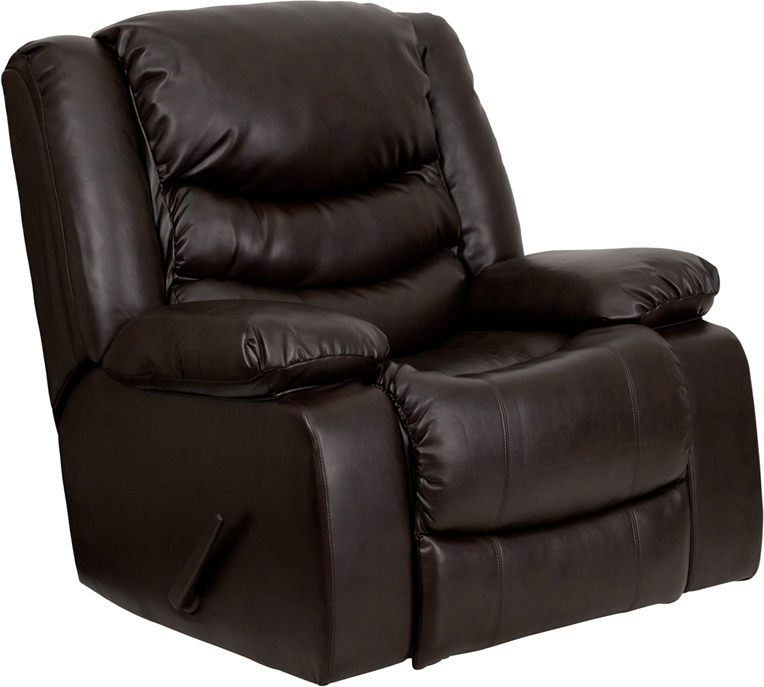 MEN-DSC01078-BRN-GG Plush Brown Leather Rocker Recliner -  Flash Furniture