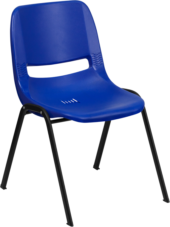RUT-EO1-BL-GG HERCULES Series 880 lb. Capacity Blue Ergonomic Shell Stack Chair