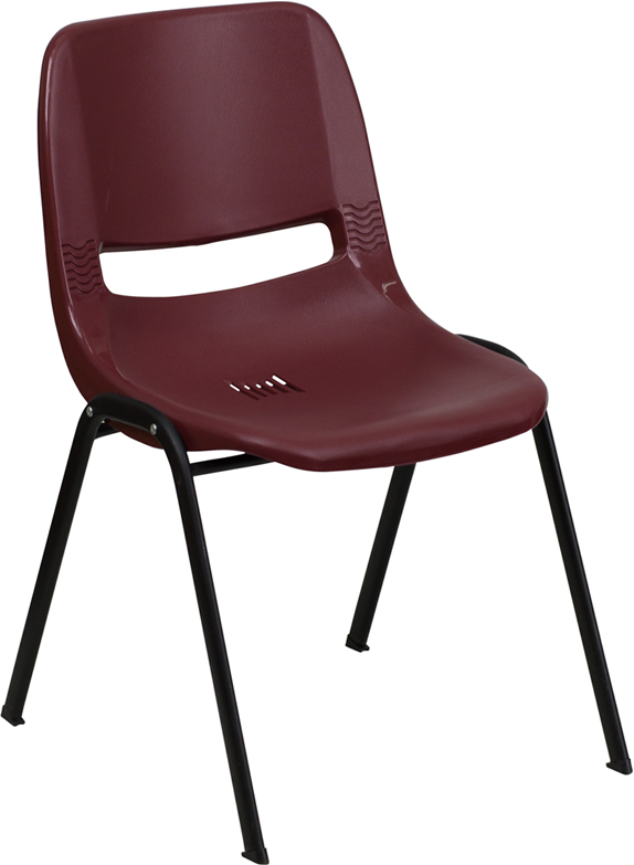 RUT-EO1-BY-GG HERCULES Series 880 lb. Capacity Burgundy Ergonomic Shell Stack Chair
