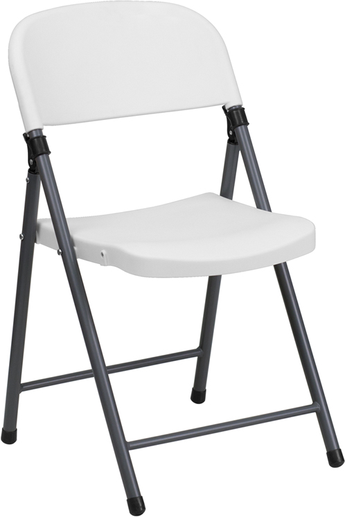 Picture of Flash Furniture DAD-YCD-50-WH-GG White Plastic Folding Chair with Charcoal Frame