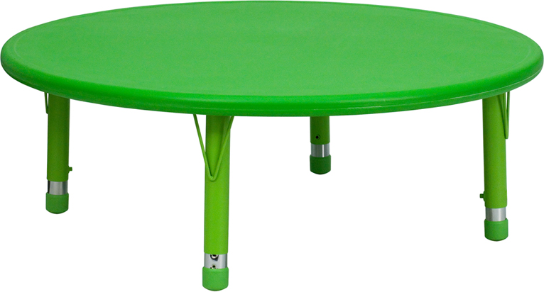 YU-YCX-005-2-ROUND-TBL-GREEN-GG 45 in. Round Height Adjustable Green Plastic Activity Table