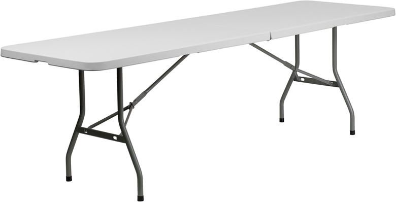 Plastic Bi-Folding Folding Table - Gray - 30in.W x 96in.L