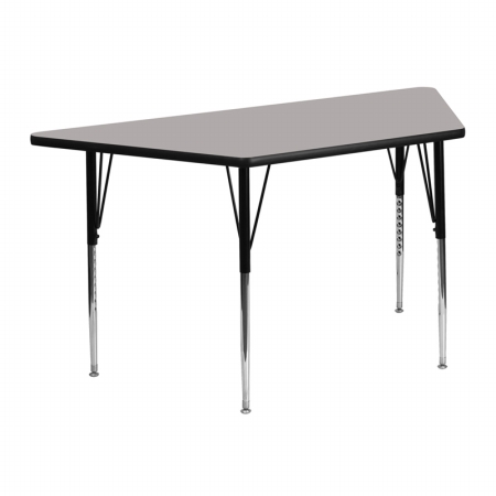 Picture of Flash Furniture XU-A2448-TRAP-GY-H-A-GG 24 in. W x 48 in. L Trapezoid Activity Table with 1.25 in. Thick High Pressure Grey Laminate Top and Standard Height Adjustable Legs
