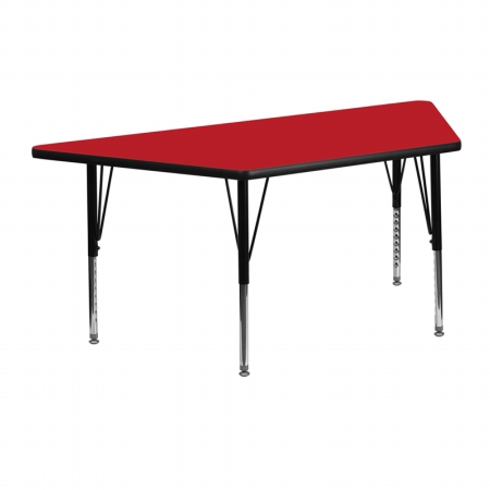 Picture of Flash Furniture XU-A2448-TRAP-RED-H-P-GG 24 in. W x 48 in. L Trapezoid Activity Table with 1.25 in. Thick High Pressure Red Laminate Top and Height Adjustable Pre-School Legs