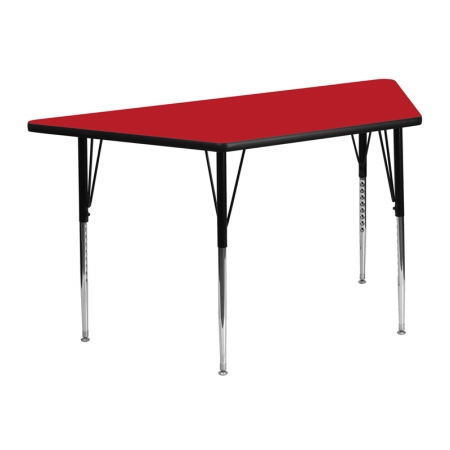 Picture of Flash Furniture XU-A2448-TRAP-RED-H-A-GG 24 in. W x 48 in. L Trapezoid Activity Table with 1.25 in. Thick High Pressure Red Laminate Top and Standard Height Adjustable Legs