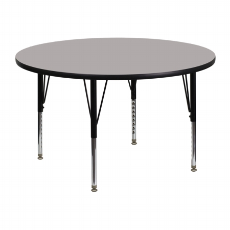 Picture of Flash Furniture XU-A48-RND-GY-H-P-GG 48 in. Round Activity Table with 1.25 in. Thick High Pressure Grey Laminate Top and Height Adjustable Pre-School Legs