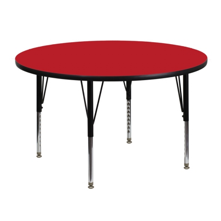 Picture of Flash Furniture XU-A48-RND-RED-H-P-GG 48 in. Round Activity Table with 1.25 in. Thick High Pressure Red Laminate Top and Height Adjustable Pre-School Legs