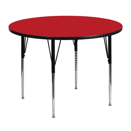 Picture of Flash Furniture XU-A48-RND-RED-H-A-GG 48 in. Round Activity Table with 1.25 in. Thick High Pressure Red Laminate Top and Standard Height Adjustable Legs
