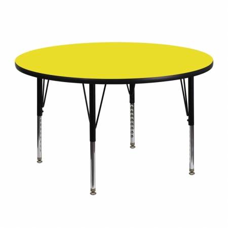 Picture of Flash Furniture XU-A48-RND-YEL-H-P-GG 48 in. Round Activity Table with 1.25 in. Thick High Pressure Yellow Laminate Top and Height Adjustable Pre-School Legs
