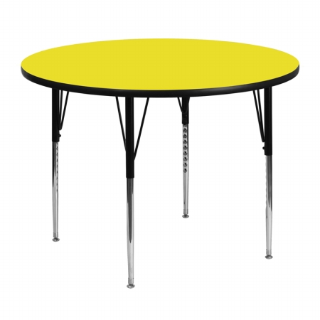 Picture of Flash Furniture XU-A48-RND-YEL-H-A-GG 48 in. Round Activity Table with 1.25 in. Thick High Pressure Yellow Laminate Top and Standard Height Adjustable Legs