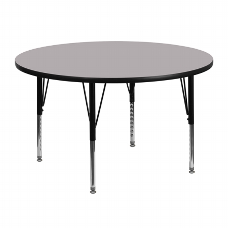 Picture of Flash Furniture XU-A48-RND-GY-T-P-GG 48 in. Round Activity Table with Grey Thermal Fused Laminate Top and Height Adjustable Pre-School Legs