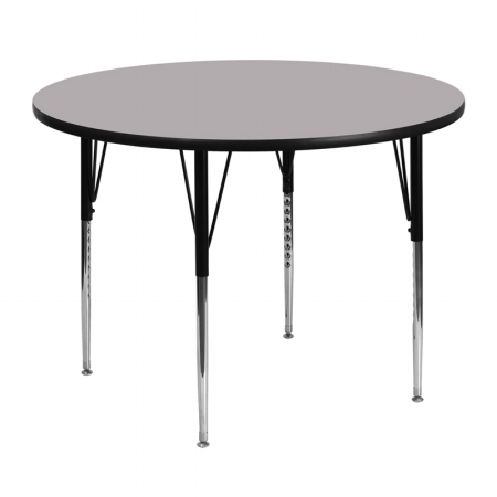 Picture of Flash Furniture XU-A48-RND-GY-T-A-GG 48 in. Round Activity Table with Grey Thermal Fused Laminate Top and Standard Height Adjustable Legs