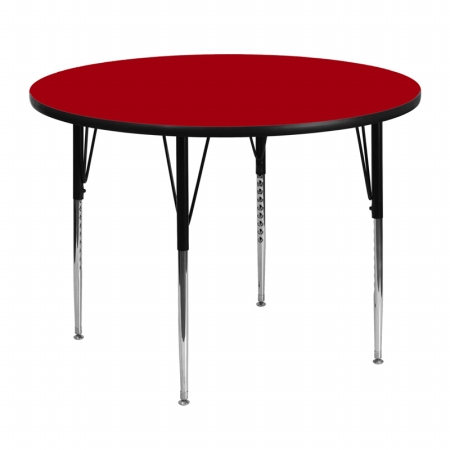Picture of Flash Furniture XU-A48-RND-RED-T-A-GG 48 in. Round Activity Table with Red Thermal Fused Laminate Top and Standard Height Adjustable Legs