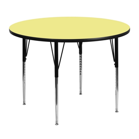 Picture of Flash Furniture XU-A48-RND-YEL-T-A-GG 48 in. Round Activity Table with Yellow Thermal Fused Laminate Top and Standard Height Adjustable Legs