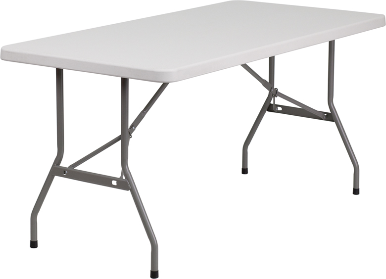 Blow Molded Plastic Folding Table - Granite White - 30in.W x 60in.L