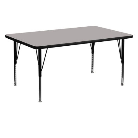 30 in. W x 60 in. L Rectangular Activity Table with 1.25 in. Thick High Pressure Grey Laminate Top and Height Adjustable Pre-School Legs