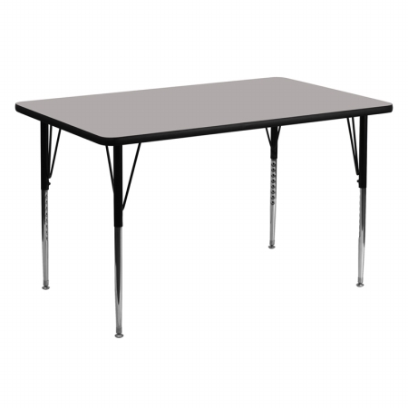 30 in. W x 60 in. L Rectangular Activity Table with 1.25 in. Thick High Pressure Grey Laminate Top and Standard Height Adjustable Legs