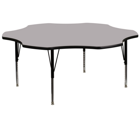 Picture of Flash Furniture XU-A60-FLR-GY-T-P-GG 60 in. Flower Shaped Activity Table with Grey Thermal Fused Laminate Top and Height Adjustable Pre-School Legs