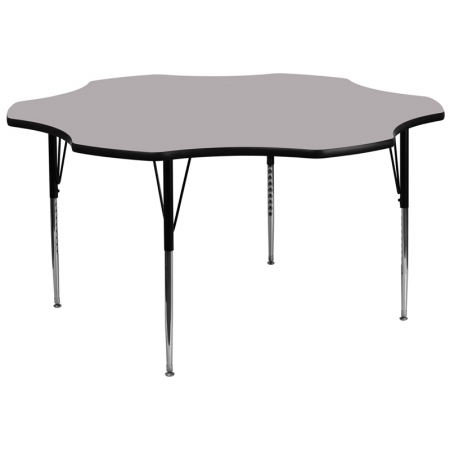 Picture of Flash Furniture XU-A60-FLR-GY-T-A-GG 60 in. Flower Shaped Activity Table with Grey Thermal Fused Laminate Top and Standard Height Adjustable Legs