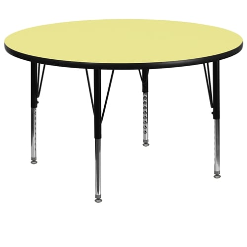 XU-A60-RND-YEL-T-A-GG 60 in. Round Activity Table with Yellow Thermal Fused Laminate Top and Standard Height Adjustable Legs -  Flash Furniture