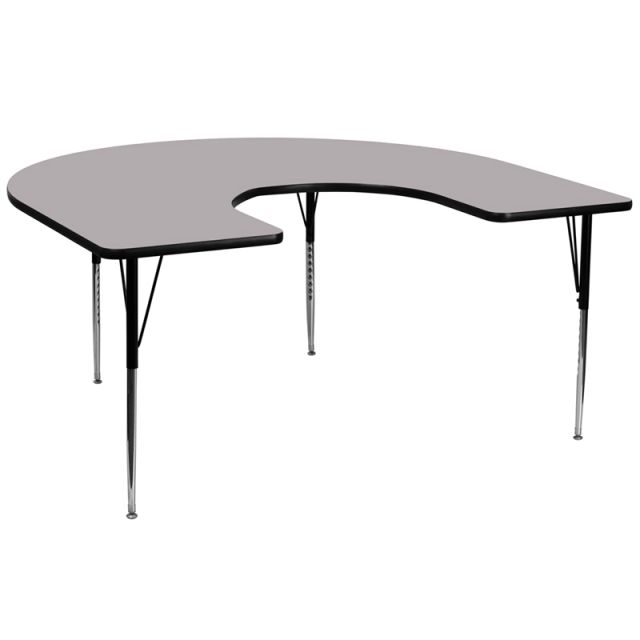 Picture of Flash Furniture XU-A6066-HRSE-GY-T-A-GG 60 in. W x 66 in. L Horseshoe Activity Table with Grey Thermal Fused Laminate Top and Standard Height Adjustable Legs