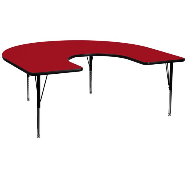 Picture of Flash Furniture XU-A6066-HRSE-RED-T-P-GG 60 in. W x 66 in. L Horseshoe Activity Table with Red Thermal Fused Laminate Top and Height Adjustable Pre-School Legs