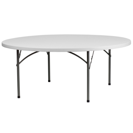 72 in. Round Granite White Plastic Folding Table
