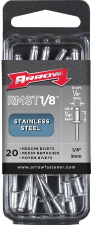Picture of Arrow Fastener Co. RMST.13 20 Count .13 in. Medium Stainless Steel Rivets