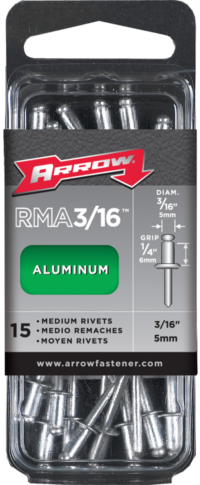 Picture of Arrow Fastener Co. RMA.19 15 Count .19 in. Medium Aluminum Rivets