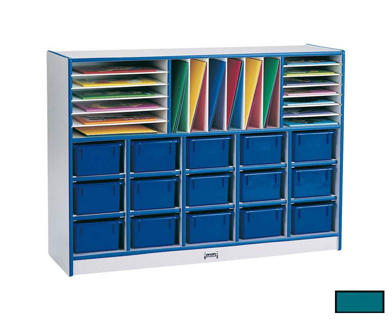 RAINBOW ACCENTS 0416JCWW005 SECTIONAL MOBILE CUBBIE With trays - TEAL