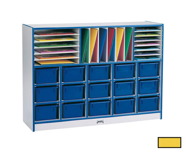 RAINBOW ACCENTS 0416JCWW007 SECTIONAL MOBILE CUBBIE With trays - YELLOW