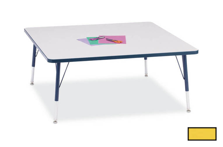 RAINBOW ACCENTS 6418JCA007 KYDZ ACTIVITY TABLE - SQUARE - 48 in. x 48 in. 24 in. - 31 in. HT - GRAY - YELLOW