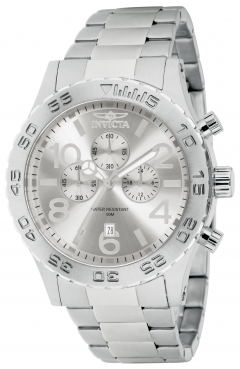 Invicta 1269 Mens Sport Ocean Japanese TMI VD52 Quartz Chronograph in All Stainless Steel on Bracelet With a Silver Dial Watch