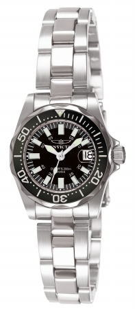 Picture of Invicta 7059 Invicta Signature Ladies Sapphire Diver on a Stainless Steel Bracelet with Black Bezel and Black Dial Watch
