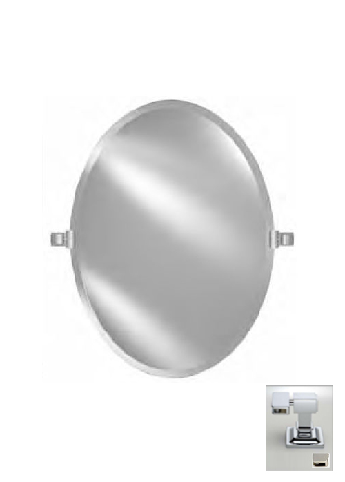 Picture of Afina Corporation RM-326-PN-C 18X26 OVAL FRAMELESS WITH TILT BRACKETS POLISHED NICKEL CONTEMPORARY BRACKETS