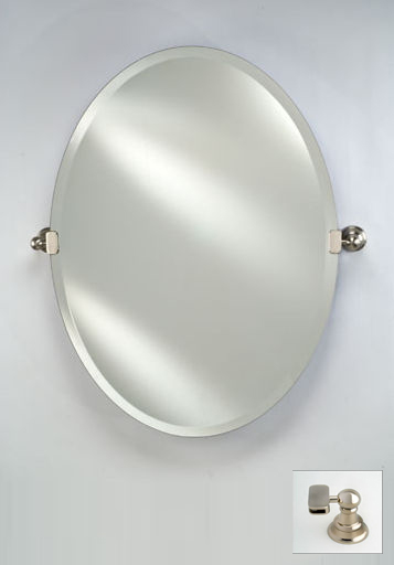 Picture of Afina Corporation RM-326-SN-T 18X26 OVAL FRAMELESS WITH TILT BRACKETS SATIN NICKEL TRADITIONAL BRACKETS