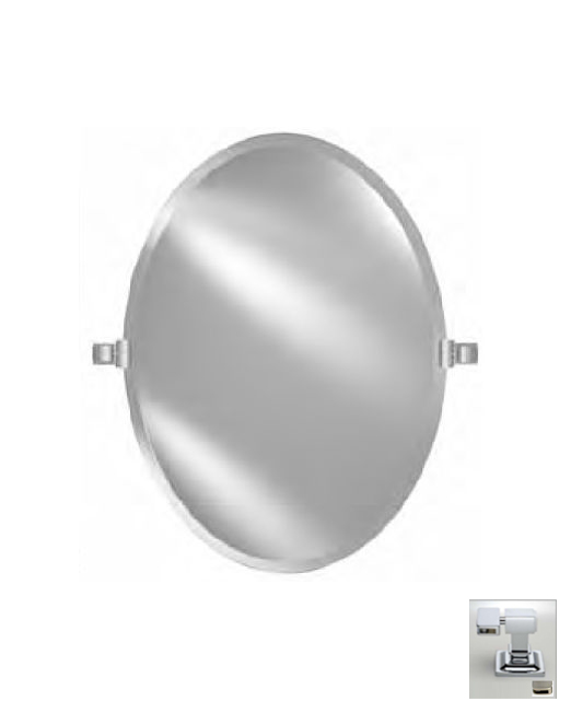 Picture of Afina Corporation RM-326-SN-C 18X26 OVAL FRAMELESS WITH TILT BRACKETS SATIN NICKEL CONTEMPORARY BRACKETS