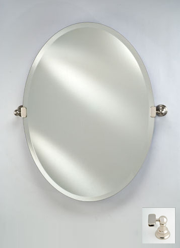 Picture of Afina Corporation RM-332-PN-T 24X34 OVAL FRAMELESS WITH TILT BRACKETS POLISHED NICKEL TRADITIONAL BRACKETS