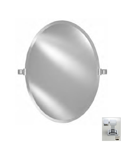 Picture of Afina Corporation RM-332-PN-C 24X34 OVAL FRAMELESS WITH TILT BRACKETS POLISHED NICKEL CONTEMPORARY BRACKETS