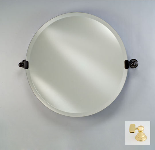 Picture of Afina Corporation RM-418-BR-T 18 in. ROUND FRAMELESS WITH TILT BRACKETS POLISHED BRASS TRADITIONAL BRACKETS