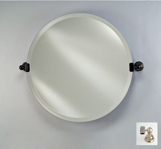 Picture of Afina Corporation RM-418-SN-T 18 in. ROUND FRAMELESS WITH TILT BRACKETS SATIN NICKEL TRADITIONAL BRACKETS