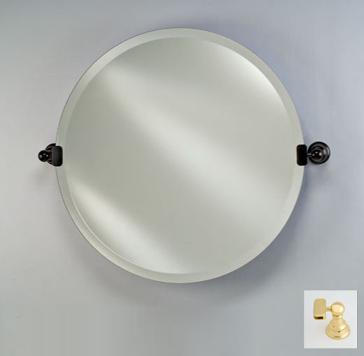 Picture of Afina Corporation RM-424-BR-T 24 in. ROUND FRAMELESS WITH TILT BRACKETS POLISHED BRASS TRADITIONAL BRACKETS