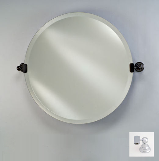 Picture of Afina Corporation RM-424-CR-T 24 in. ROUND FRAMELESS WITH TILT BRACKETS POLISHED CHROME TRADITIONAL BRACKETS