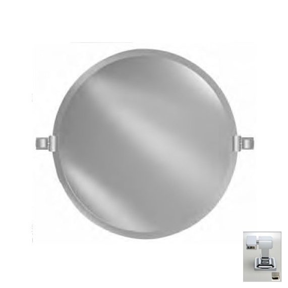 Picture of Afina Corporation RM-424-SN-C 24 in. ROUND FRAMELESS WITH TILT BRACKETS SATIN NICKEL CONTEMPORARY BRACKETS