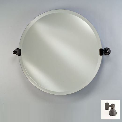 Picture of Afina Corporation RM-424-OB-T 24 in. ROUND FRAMELESS WITH TILT BRACKETS OIL RUBBED BRONZE TRADITIONAL BRACKETS