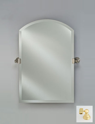 Picture of Afina Corporation RM-525-BR-T 16X25 ARCH TOP FRAMELESS WITH TILT BRACKETS POLISHED BRASS TRADITIONAL BRACKETS