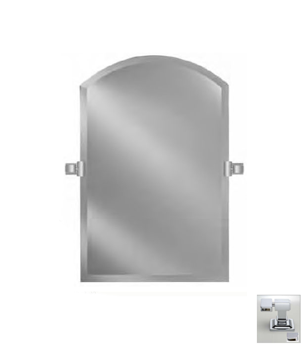 Picture of Afina Corporation RM-525-CR-C 16X25 ARCH TOP FRAMELESS WITH TILT BRACKETS POLISHED CHROME CONTEMPORARY BRACKETS