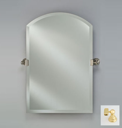 Picture of Afina Corporation RM-530-BR-T 20X30 ARCH TOP FRAMELESS WITH TILT BRACKETS POLISHED BRASS TRADITIONAL BRACKETS