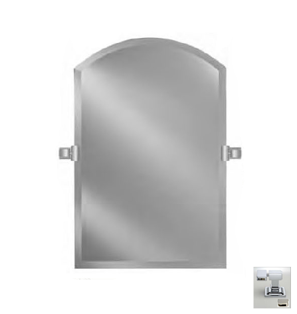 Picture of Afina Corporation RM-530-PN-C 20X30 ARCH TOP FRAMELESS WITH TILT BRACKETS POLISHED NICKEL CONTEMPORARY BRACKETS